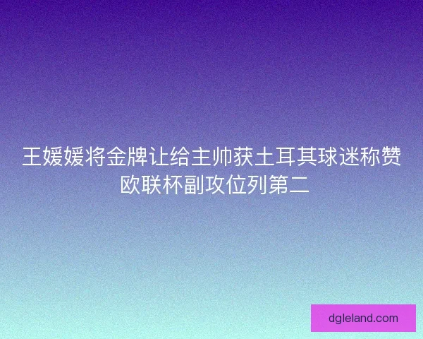 王媛媛将金牌让给主帅获土耳其球迷称赞 欧联杯副攻位列第二